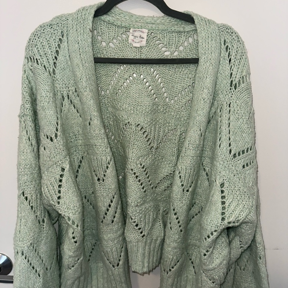 Hippie Rose Mint Green Cozy Cardigan XL